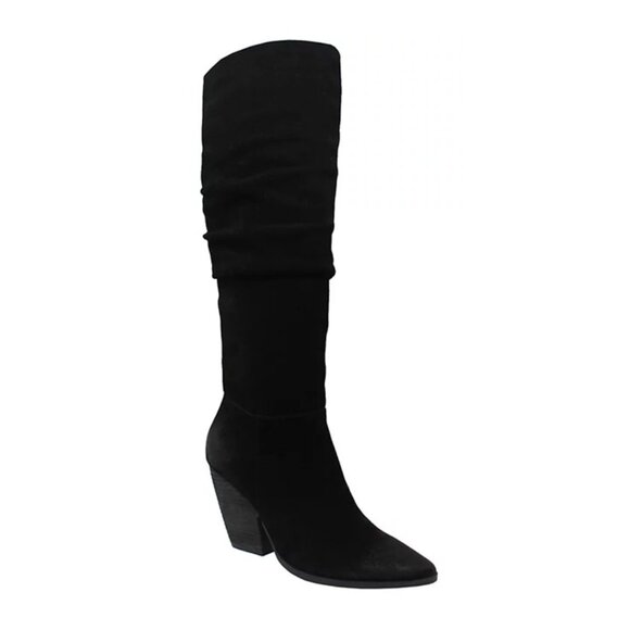 Charles David Nancie Black Suede Knee-High Slouch Boots Fall Fashion Size 8.5 - Picture 1 of 12